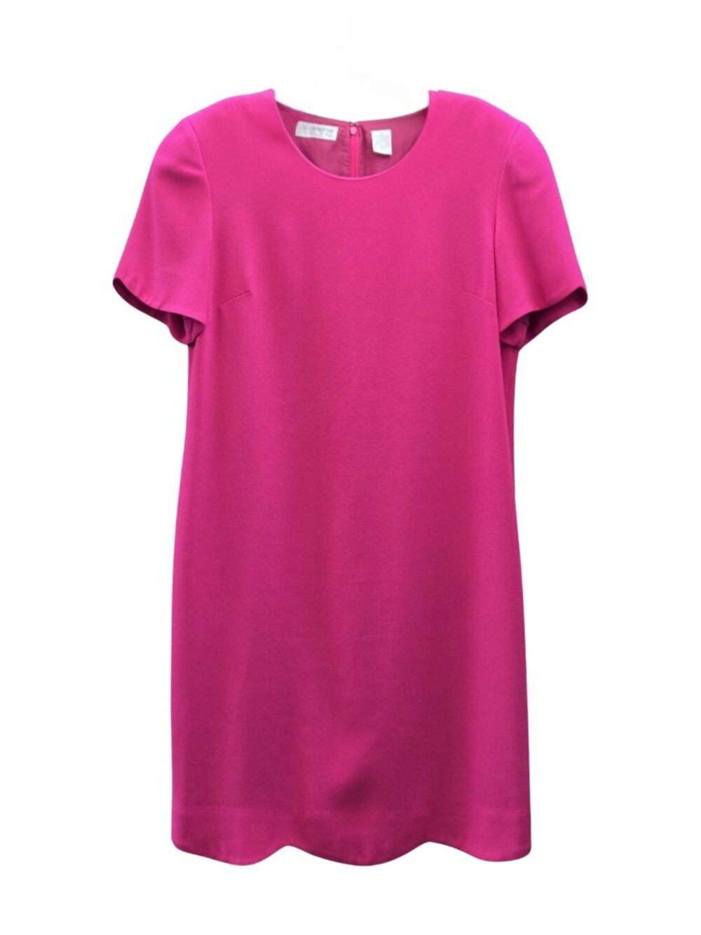Vintage 80s 90s Liz Claiborne Pink Crepe Shift Dress Shoulder Pad Career Size 8